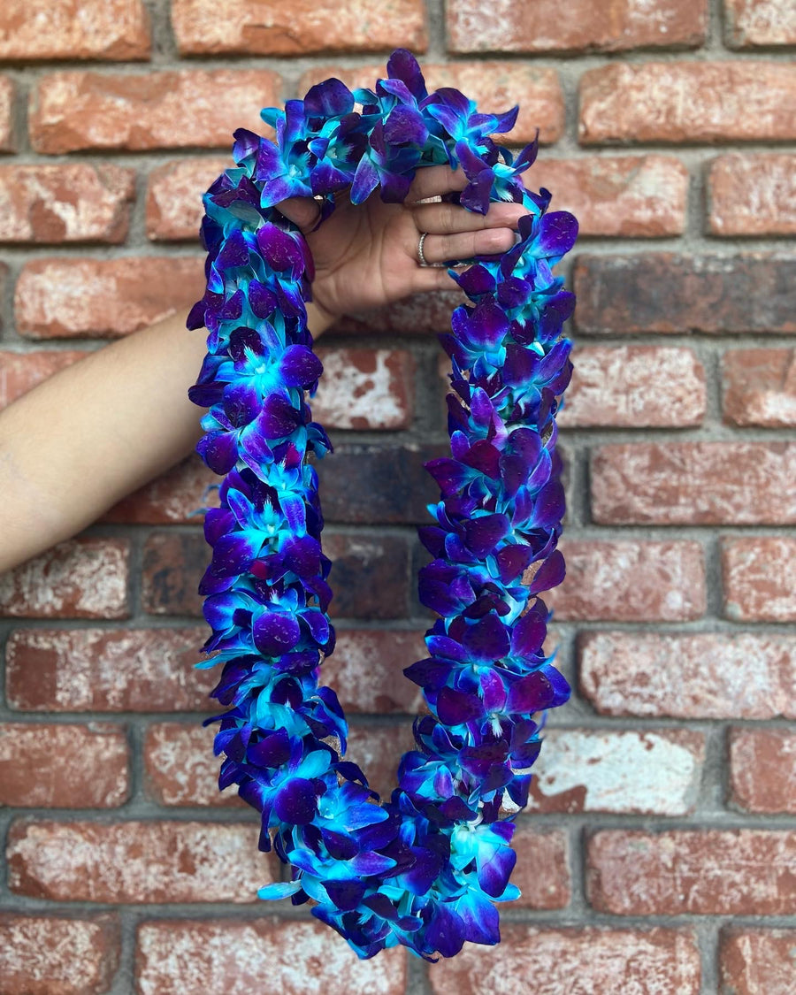 Blue Double Orchid Lei